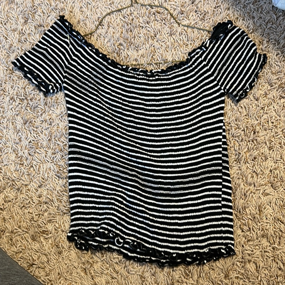 Off the Shoulder Striped Shirt